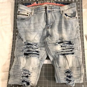 Resources Men’s Ripped Stretchy Moto Jeans Size 34